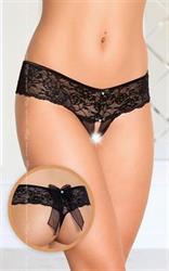 Tanga encaje S-M con abertura frontal y lazo negro n 2403 2