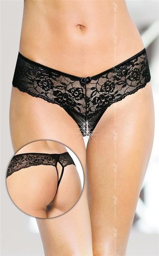 Tanga S-M encaje con abertura frontal n-2440 negro