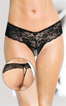 Tanga S-M encaje con abertura frontal n-2440 negro