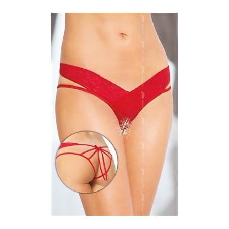 Tanga S-M detalles entrelazados y abertura frontal n 2438 rojo