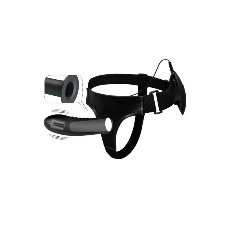 Arnes strap on con vibración y dildo hueco