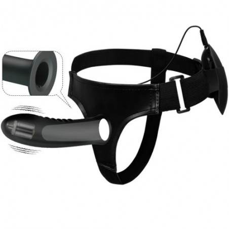 Arnes strap on con vibración y dildo hueco