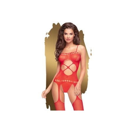 Catsuit body de malla S-L hot nightfall rojo