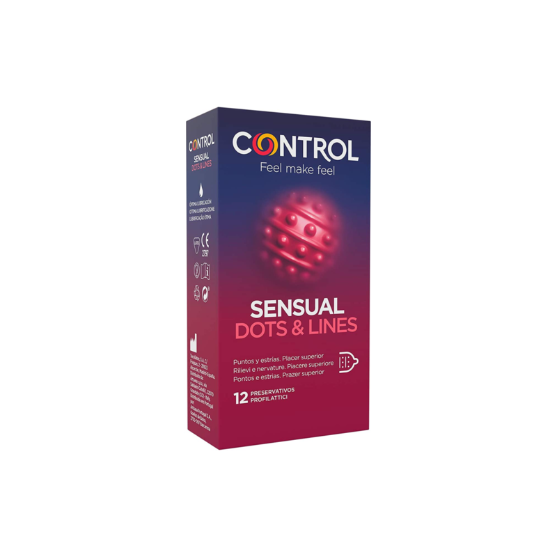 Preservativos control sensual dots & lines puntos y estrías 12uds