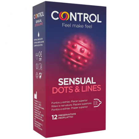 Preservativos control sensual dots & lines puntos y estrías 12uds
