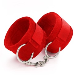 Esposas de velcro touch love con cadena de 40 cm extra crushious rojas