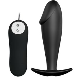 Plug anal silicona forma pene y 12 modos vibracion.