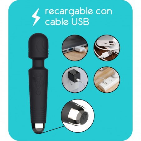 Masajeador y estimulador de clitoris wand recargable