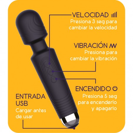 Masajeador y estimulador de clitoris wand recargable