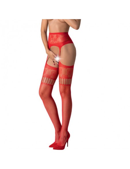 Medias con liguero sexy rojo talla única