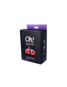 Oh!rgasmic esposas de metal clásicas con peluche rojas 2