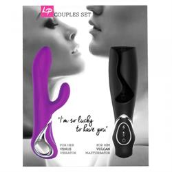 Set recarg. vibrador venus lila + masturbador vulcan negro